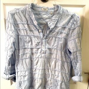 Dylan Light Blue Textured Patchwork Blouse Sundance